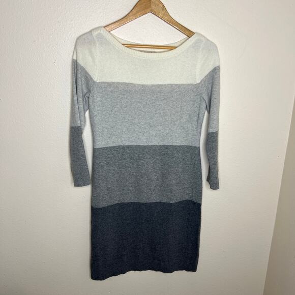 Banana Republic Wool Cashmere Blend Gray Beige Colorblock Dress Small - Picture 1 of 10
